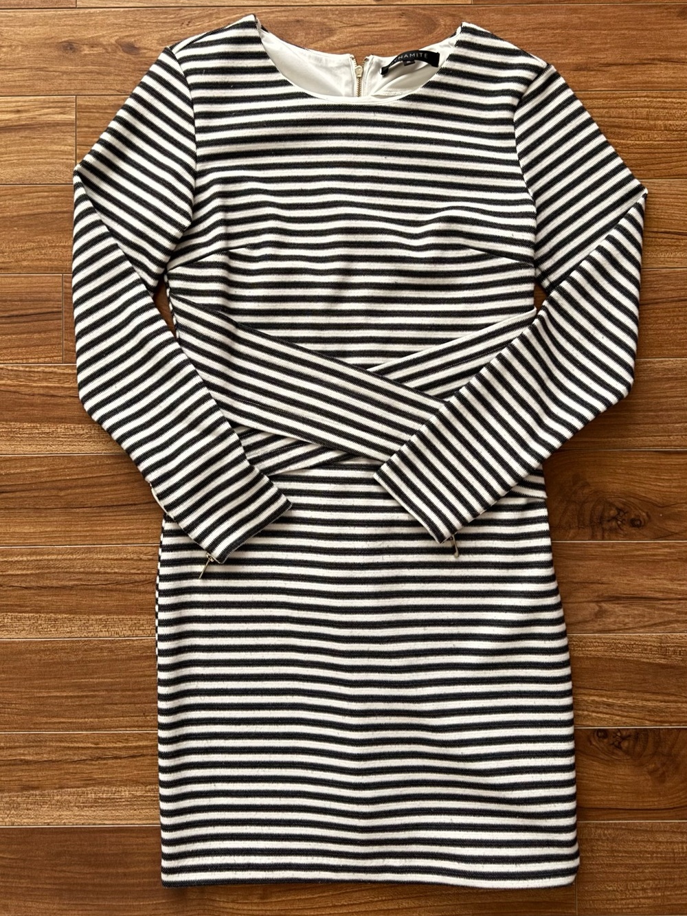 Dynamite Black & White Striped Wrap-Detail Dress - Size M